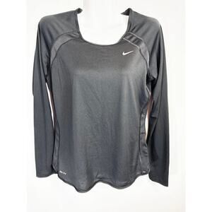 Nike‎ Black Scoop Neck Long Sleeve Pullover Sports Gym Running Top Size M